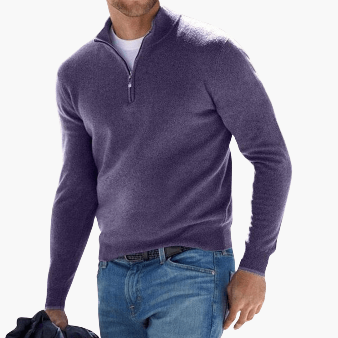 Men's Zip Neck Knit Sweater – Textured