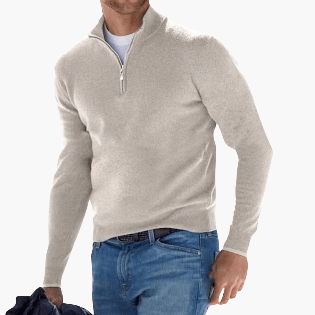 Men's Zip Neck Knit Sweater – Textured
