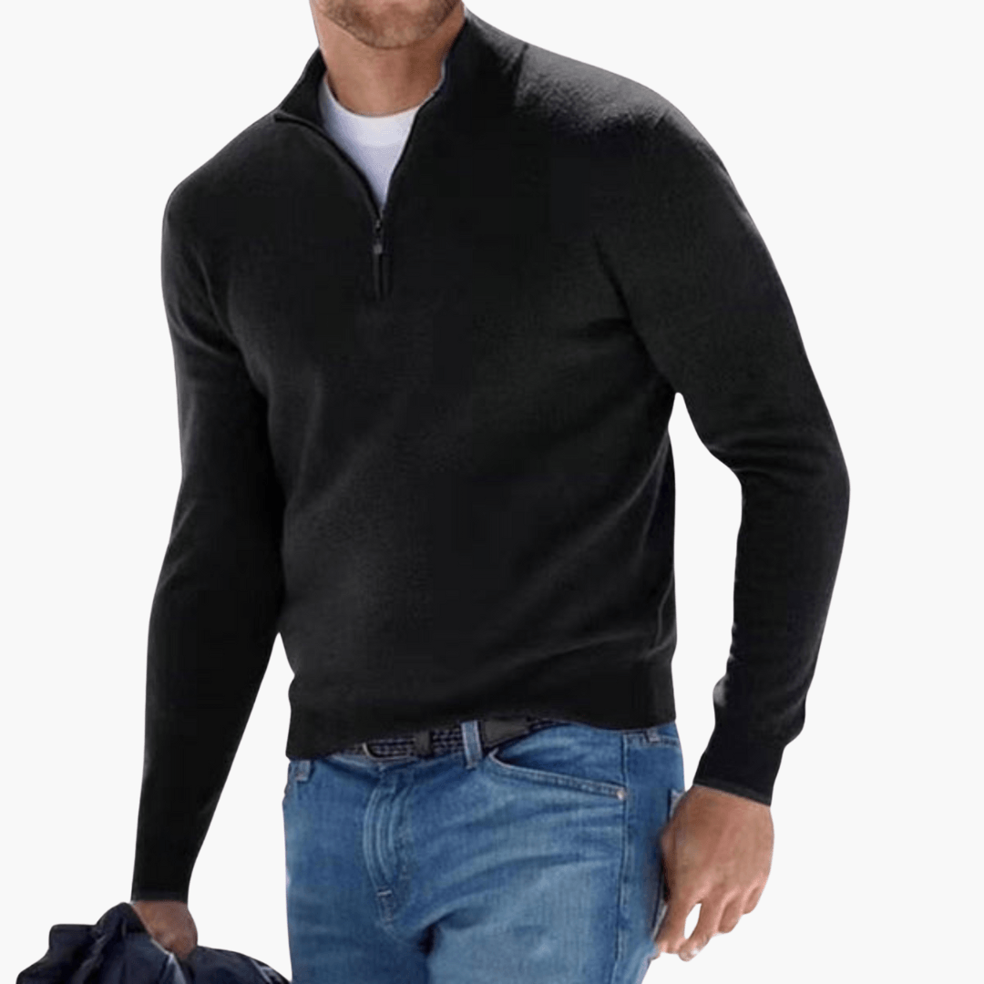 Men's Zip Neck Knit Sweater – Textured