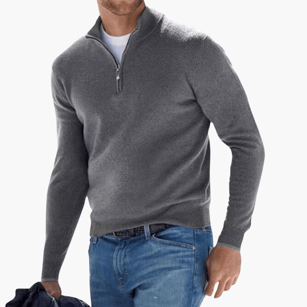 Men's Zip Neck Knit Sweater – Textured