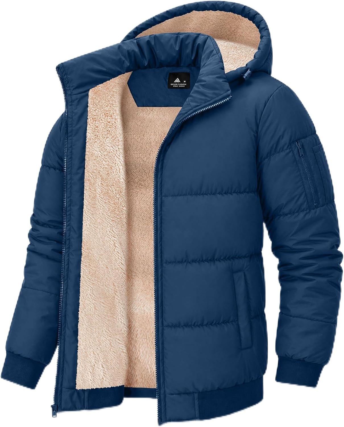 Men's Winter Sherpa-Lined Hooded Puffer Jacket