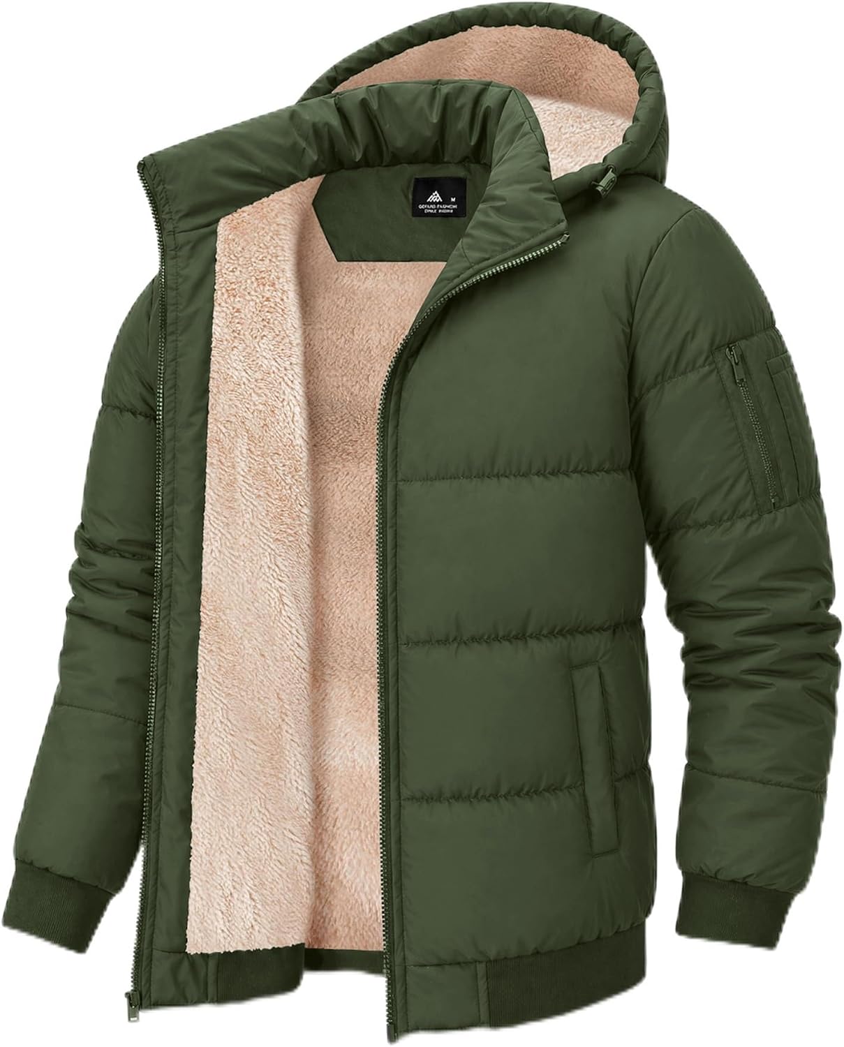 Men's Winter Sherpa-Lined Hooded Puffer Jacket