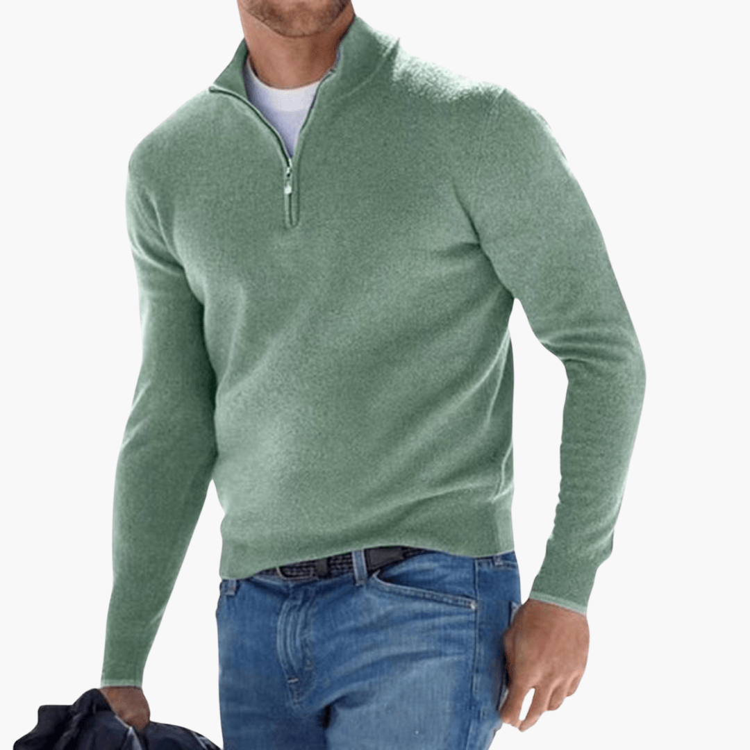 Men's Zip Neck Knit Sweater – Textured