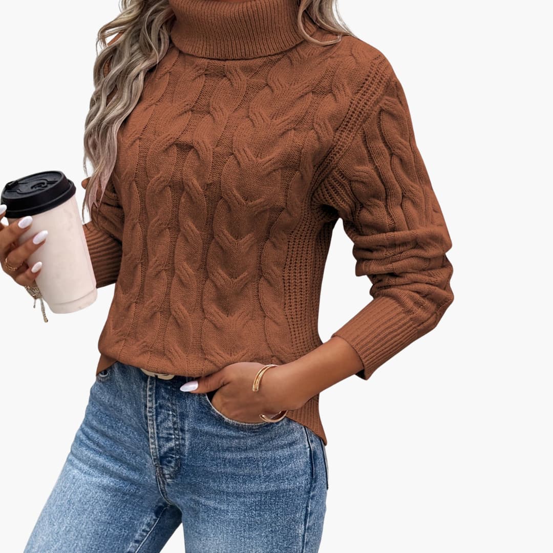 Women's Cable Knit Turtleneck Sweater