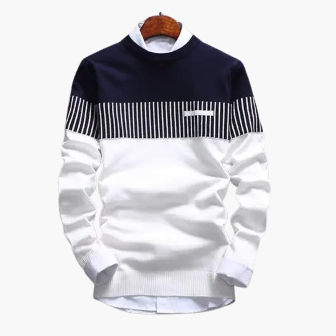 Men's Striped Knit Sweater – Crew Neck