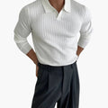 Men's Ribbed Knit Polo Sweater