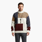 Men's Patchwork Knit Sweater – Textured