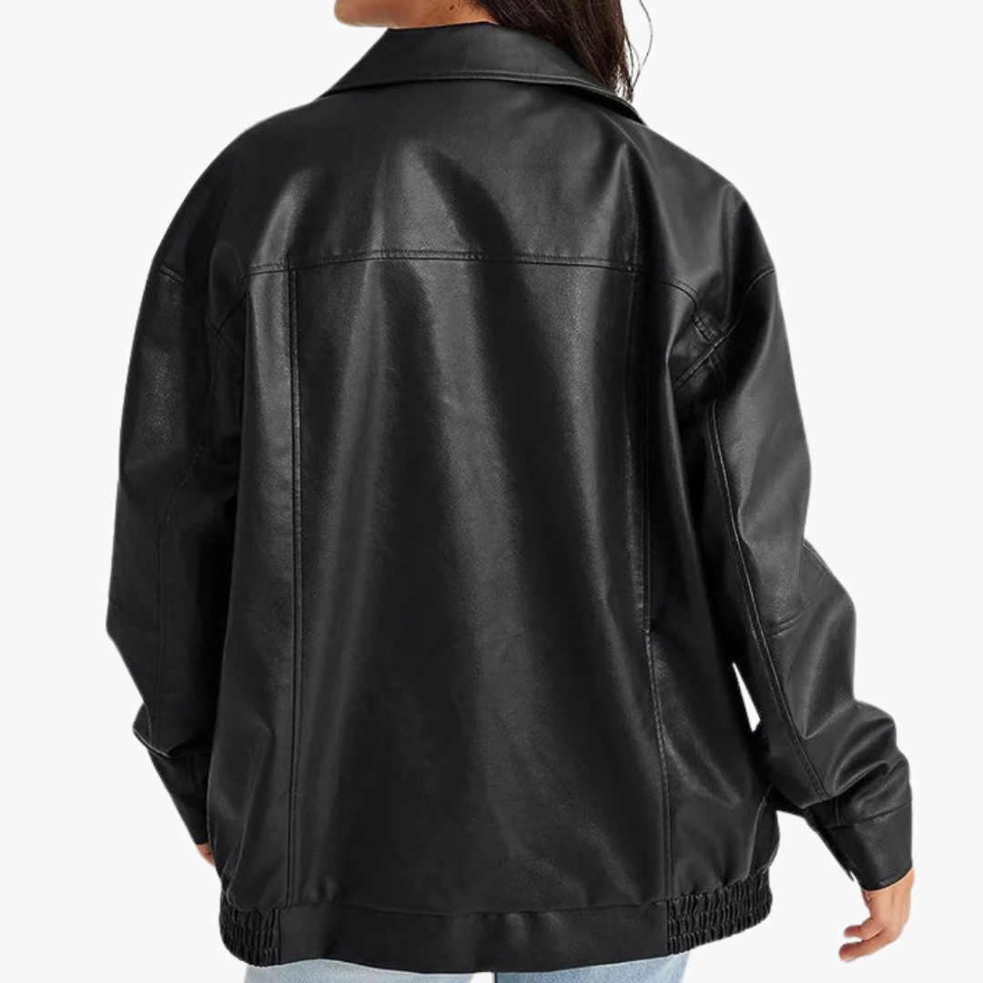 Women's Oversized Bomber Jacket – Zip-Up Coat