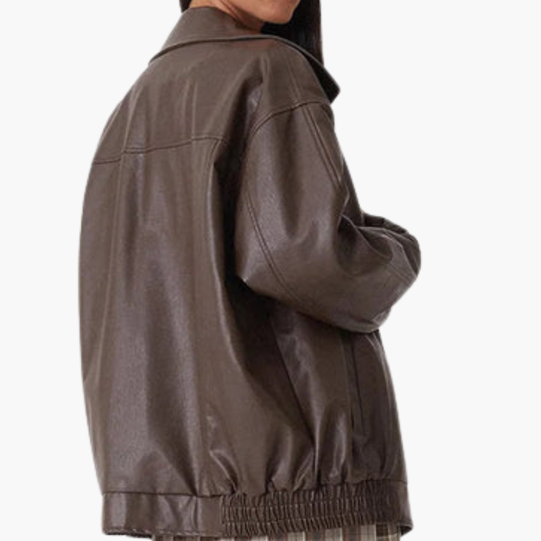 Women's Oversized Bomber Jacket – Zip-Up Coat